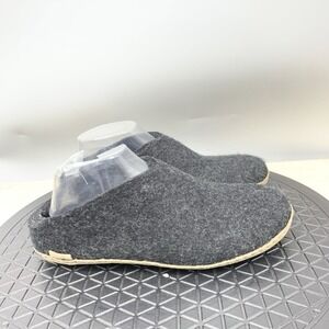 Glerups Slippers Women 39 Size 8.5 Shoes Gray Charcoal Wool Slip On Leather Sole